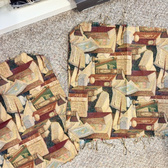 Classic Books & Inkwell Themed Tapestry Upholstery Fabric Thick Textured Library - Picture 11 of 13
